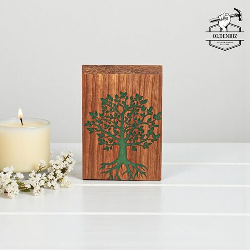Wooden Resin Cremation Urn for Human Ashes – Keepsake Memorial Urn Box – Handmade Funeral Ashes Container for Adults or Pets Keepsake for Family Sharing in Saudi Arabia