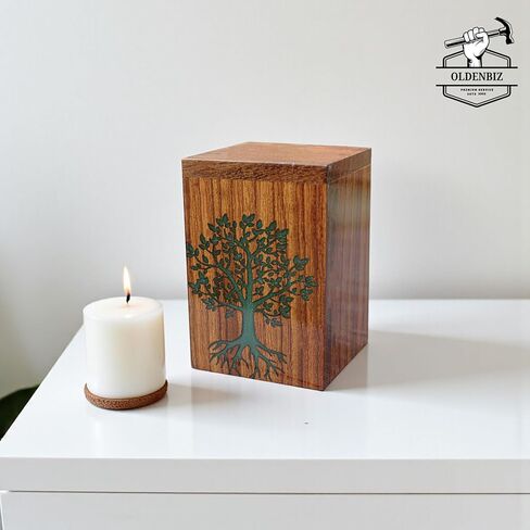 Wooden Resin Cremation Urn for Human Ashes – Keepsake Memorial Urn Box – Handmade Funeral Ashes Container for Adults or Pets Keepsake for Family Sharing in Saudi Arabia