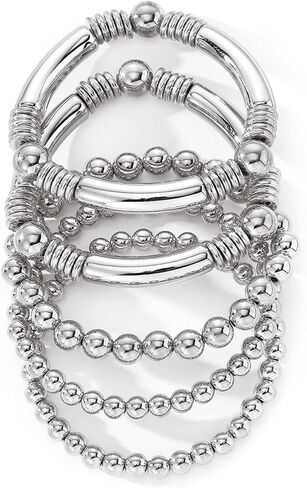Gold Silver Bracelets for Women Beaded Strand Bead Ball Bracelets stack Adjustable Bracelets Set in Saudi Arabia