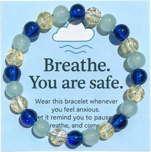Anxiety Fidget Bracelet for Women Natural Stone Jewelry Triple Protection Calming Stress Relief Bracelet for Mental Balance and Relaxation Gifts in Saudi Arabia