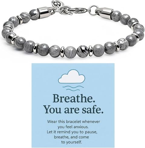 Anxiety Fidget Bracelet for Women Natural Stone Jewelry Triple Protection Calming Stress Relief Bracelet for Mental Balance and Relaxation Gifts in Saudi Arabia