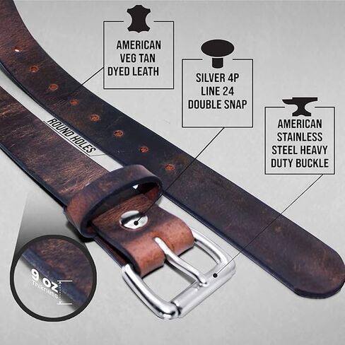 Mens Belts Leather Veg Oil Tan, Genuine Buffalo Leather Handmade By Amish, 1.5 Inch Wide & 3.6mm Thickness in Saudi Arabia
