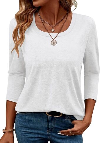 TICTICMIMI Women's 3/4 Sleeve Tops Square Neck Summer T Shirts Casual Dressy Blouse in Saudi Arabia