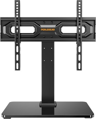 Perlegear Universal Swivel TV Stand with Pegboard Storage, Height Adjustable Table top TV Stand Mount for 42-90 Inch TVs, up to 150 lbs with Large Glass Base for Stability, Max VESA 600x400mm PGTVS36 in Kuwait