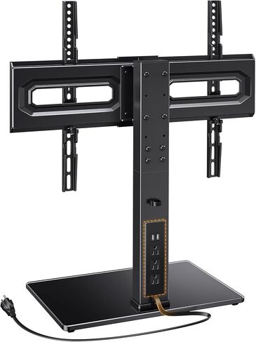 Perlegear Universal Swivel TV Stand with Pegboard Storage, Height Adjustable Table top TV Stand Mount for 42-90 Inch TVs, up to 150 lbs with Large Glass Base for Stability, Max VESA 600x400mm PGTVS36 in Saudi Arabia