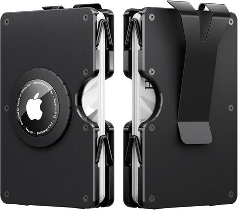 محفظة AirTag رفيعة للرجال، حامل بطاقات ائتمان بسيط من الألومنيوم، محفظة معدنية مع مشبك نقود، محافظ جيب أمامية متوافقة مع Apple Air Tag، حجب RFID، تحمل ما يصل إلى 22+ بطاقة بالإضافة إلى النقود in Kuwait