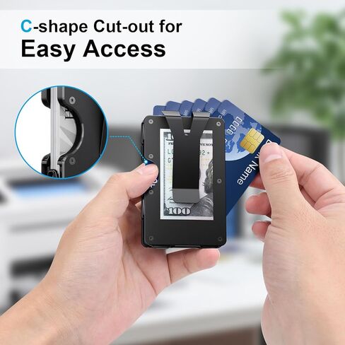 محفظة AirTag رفيعة للرجال، حامل بطاقات ائتمان بسيط من الألومنيوم، محفظة معدنية مع مشبك نقود، محافظ جيب أمامية متوافقة مع Apple Air Tag، حجب RFID، تحمل ما يصل إلى 22+ بطاقة بالإضافة إلى النقود in Kuwait