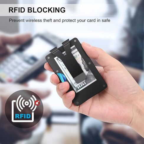 محفظة AirTag رفيعة للرجال، حامل بطاقات ائتمان بسيط من الألومنيوم، محفظة معدنية مع مشبك نقود، محافظ جيب أمامية متوافقة مع Apple Air Tag، حجب RFID، تحمل ما يصل إلى 22+ بطاقة بالإضافة إلى النقود in Kuwait