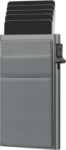 Men’s Slim RFID Wallet – Minimalist Pop-Up Card Holder with Money Pocket, Metal Case for Cards, Cash & Coins (S-1 Black) in Saudi Arabia