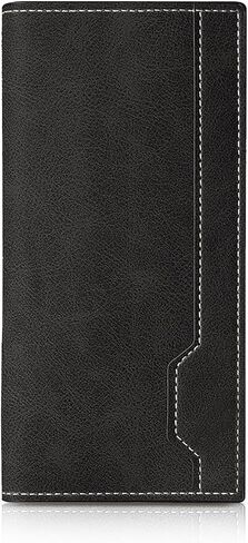 Long Wallet for Men, Contrasting Bifold Wallets with 12 Card Slots, 2 Cash Slots, ID Window and Zippered Coin Pocket, Credit Card Wallet for Suits and Daily Use (Deep Coffee) in Saudi Arabia