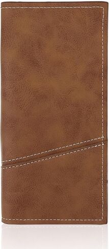 Long Wallet for Men, Contrasting Bifold Wallets with 12 Card Slots, 2 Cash Slots, ID Window and Zippered Coin Pocket, Credit Card Wallet for Suits and Daily Use (Deep Coffee) in Saudi Arabia