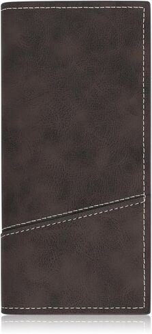 Long Wallet for Men, Contrasting Bifold Wallets with 12 Card Slots, 2 Cash Slots, ID Window and Zippered Coin Pocket, Credit Card Wallet for Suits and Daily Use (Deep Coffee) in Saudi Arabia