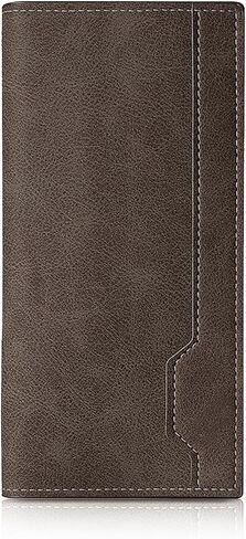 Long Wallet for Men, Contrasting Bifold Wallets with 12 Card Slots, 2 Cash Slots, ID Window and Zippered Coin Pocket, Credit Card Wallet for Suits and Daily Use (Deep Coffee) in Saudi Arabia