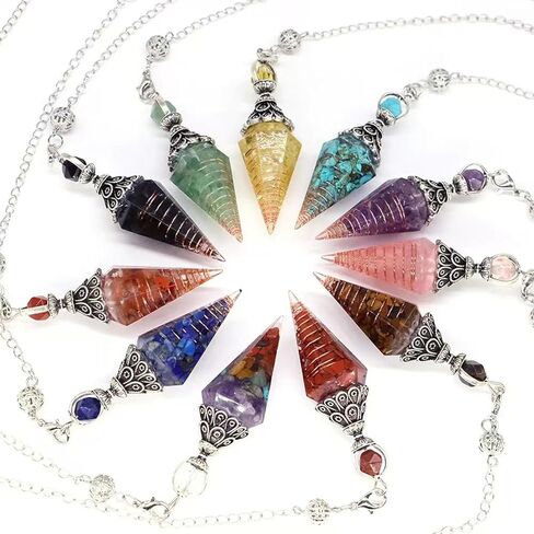 11-Piece Crystal Healing Divination Pendulum Set Hexagonal Pyramid Pendant Pendulum for Divination, Chakra Balancing, and Spiritual Meditation in Saudi Arabia
