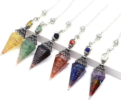 11-Piece Crystal Healing Divination Pendulum Set Hexagonal Pyramid Pendant Pendulum for Divination, Chakra Balancing, and Spiritual Meditation in Saudi Arabia