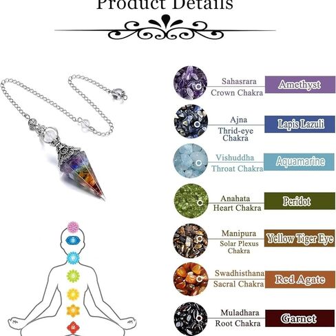 11-Piece Crystal Healing Divination Pendulum Set Hexagonal Pyramid Pendant Pendulum for Divination, Chakra Balancing, and Spiritual Meditation in Saudi Arabia