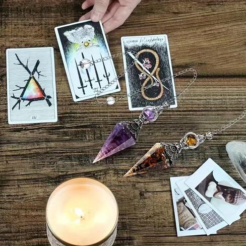 11-Piece Crystal Healing Divination Pendulum Set Hexagonal Pyramid Pendant Pendulum for Divination, Chakra Balancing, and Spiritual Meditation in Saudi Arabia