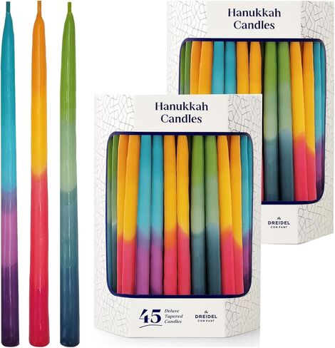 The Dreidel Company Dripless Chanukah Hanukkah Candles Decorative 4-Tone Multicolor, 45 Candles 1-Hour Burn Time in Saudi Arabia