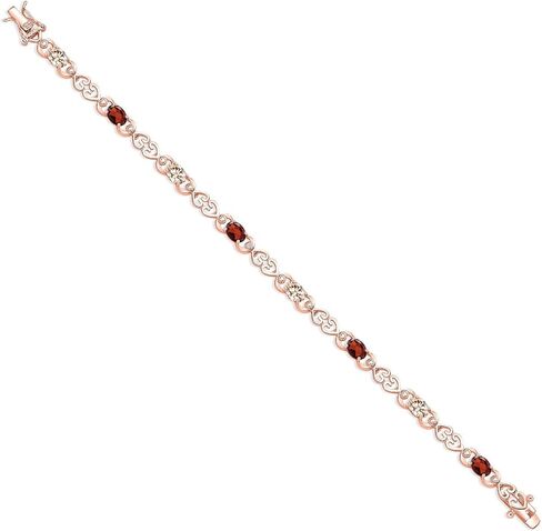 Gem Stone King 18K Rose Gold Plated Silver Peach Morganite and Red Garnet and Lab Grown Diamond Bracelet For Women | 4.29 Cttw | Gemstone October Birthstone | Oval 6X4MM | Length 7.25 Inches in Saudi Arabia