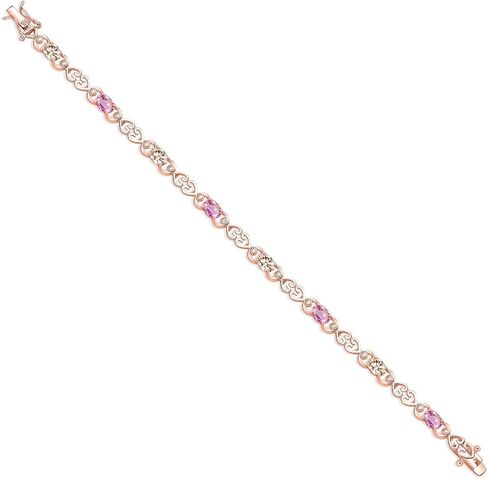 Gem Stone King 18K Rose Gold Plated Silver Peach Morganite and Pink Sapphire and Lab Grown Diamond Bracelet For Women | 4.41 Cttw | Gemstone October Birthstone | Oval 6X4MM | Length 7.25 Inches in Saudi Arabia