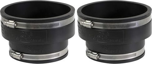 6I59 Flexible Pvc Reducing Coupling with Stainless Steel Clamps, 5.5" x 4.5"Inner Diameter for 5" x 4" Nominal Pipe, Black in Kuwait