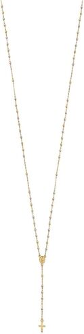 Jewelry Affairs 14k Tri-color Gold Beaded Rosary Cross Necklace, 17" to 20" Adjustable in Saudi Arabia