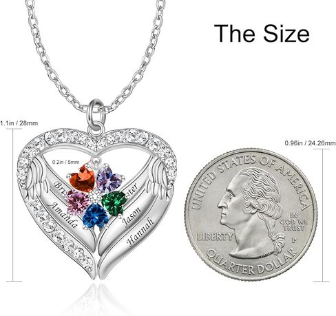 Personalized Mothers Necklace with 1-6 Names and Simulated Birthstones Custom Heart Pendant Necklace for Mom Personalized Mother Necklace for Christmas in Saudi Arabia