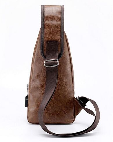 حقيبة صدر للرجال PU Crossbody Chest Pack | منظم مع 3 أقسام بسحاب | حزام قابل للتعديل للسفر في الهواء الطلق والتنقل في المناطق الحضرية (أسود) in Saudi Arabia