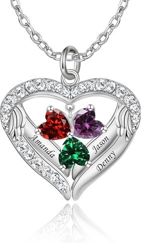 Personalized Mothers Necklace with 1-6 Names and Simulated Birthstones Custom Heart Pendant Necklace for Mom Personalized Mother Necklace for Christmas in Saudi Arabia