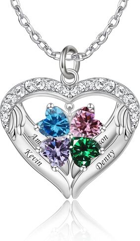 Personalized Mothers Necklace with 1-6 Names and Simulated Birthstones Custom Heart Pendant Necklace for Mom Personalized Mother Necklace for Christmas in Saudi Arabia