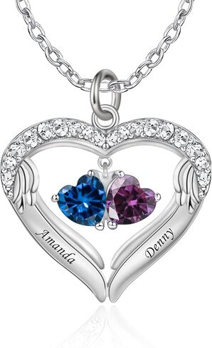 Personalized Mothers Necklace with 1-6 Names and Simulated Birthstones Custom Heart Pendant Necklace for Mom Personalized Mother Necklace for Christmas in Saudi Arabia