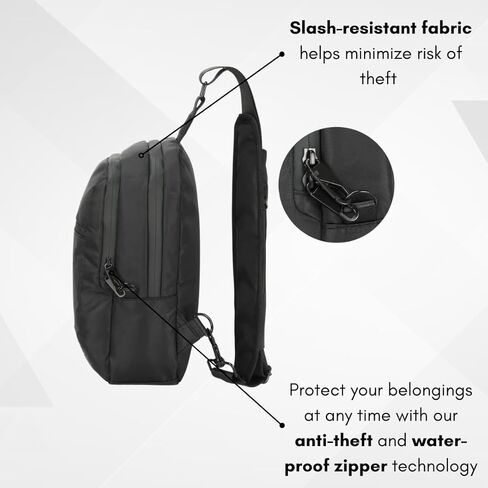 Anti theft Crossbody Bag, Best Travel for Men, Slash Resistant Nylon Fabric, RFID Shielding, Water Resistant, 8l Capacity; Safeguard Your Belongings against Thieves. in Saudi Arabia