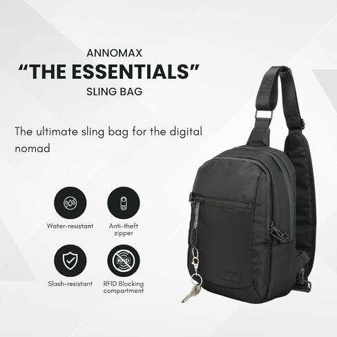 Anti theft Crossbody Bag, Best Travel for Men, Slash Resistant Nylon Fabric, RFID Shielding, Water Resistant, 8l Capacity; Safeguard Your Belongings against Thieves. in Saudi Arabia