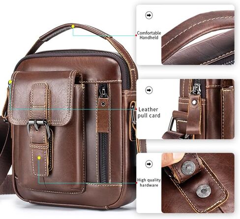 Men's Leather Crossbody Bag - Stylish & Functional Daily Companion in Kuwait