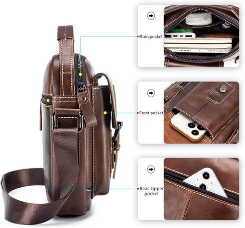 Men's Leather Crossbody Bag - Stylish & Functional Daily Companion in Kuwait