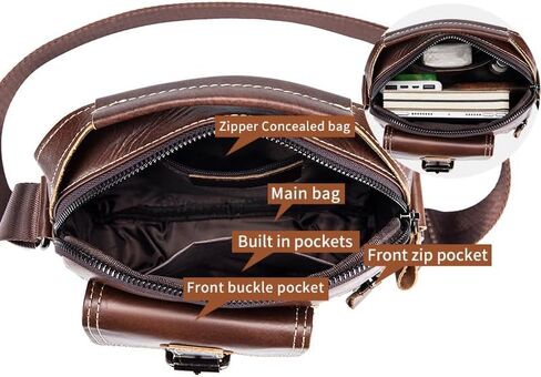 Men's Leather Crossbody Bag - Stylish & Functional Daily Companion in Kuwait