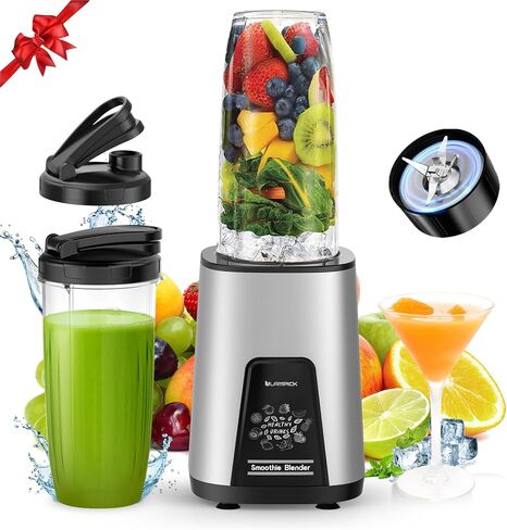 Smoothie Blender, 1100W Personal Blender for Shakes and Smoothies, Blenders and Grinder Combo for Kitchen with 2 * 22 Oz To-Go Cup and Lid for Protein Shake, Baby Food, Frozen Drink in Kuwait
