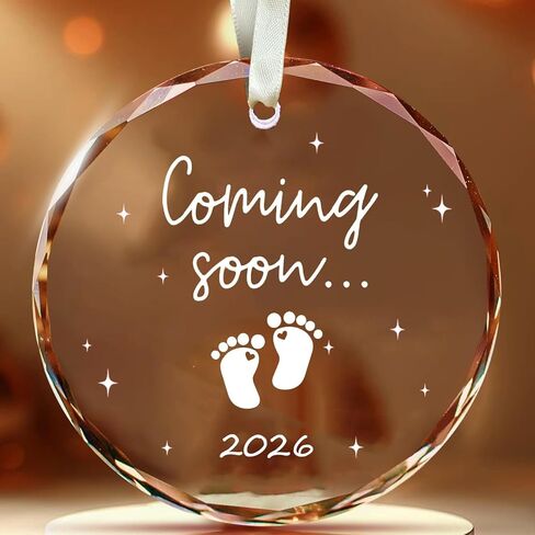 زينة معلقة لعيد الميلاد الزجاجي لعام 2026، سيأتي الطفل قريبًا، إعلان حمل الطفل للزوج والأجداد والأسرة (تعال الطفل) in Kuwait