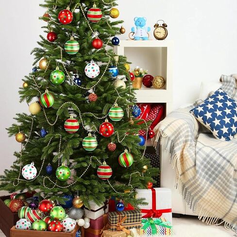 12 قطعة من زخارف كرة عيد الميلاد للشجرة، 2.4 بوصة لمبات معلقة لامعة لتزيين شجرة عيد الميلاد باللونين الأحمر والأخضر in Kuwait