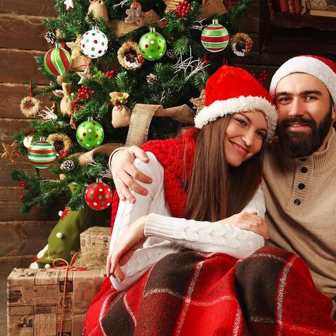 12 قطعة من زخارف كرة عيد الميلاد للشجرة، 2.4 بوصة لمبات معلقة لامعة لتزيين شجرة عيد الميلاد باللونين الأحمر والأخضر in Kuwait