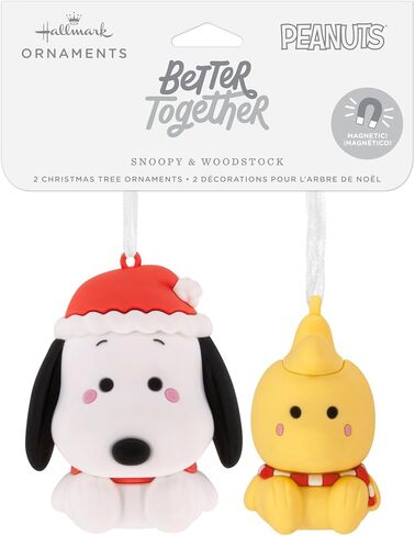 Hallmark Better Together Peanuts Holiday Snoopy and Woodstock Magnetic Christmas Ornaments, Set of 2, Gifts for Peanuts Fans in Saudi Arabia