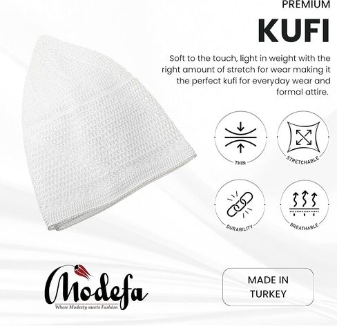 قبعات Modefa الإسلامية الفاخرة من الدرويش الكوفي التركي للرجال، قبعة إسلامية خفيفة الوزن ومسامية، مقاس واحد مناسب in Kuwait