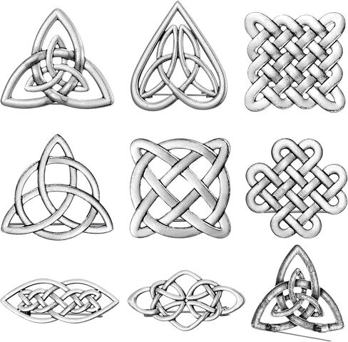 8 Pcs Celtic Knot Brooch Pins Women Sweater Cardigan Brooches Pins to Hold Sweater Together for Retro Collar Cardigan Cloak Dress, 8 Styles(Silver) in Saudi Arabia