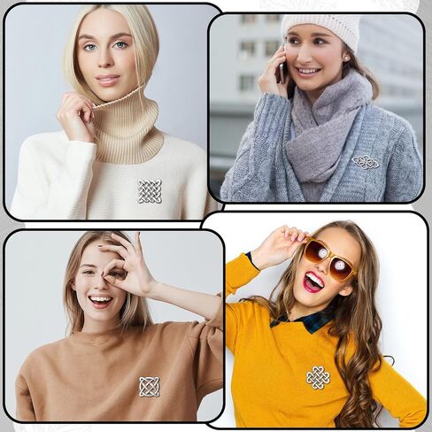 8 Pcs Celtic Knot Brooch Pins Women Sweater Cardigan Brooches Pins to Hold Sweater Together for Retro Collar Cardigan Cloak Dress, 8 Styles(Silver) in Saudi Arabia