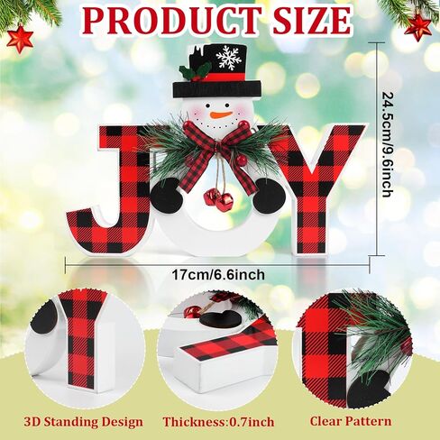 Christmas Table Decorations Wooden Joy Table Centerpieces Snowman Table Sign Standing Tabletop Merry Christmas Decoration for Holiday Office Desk Tiered Tray Party Shelf Decorations Farmhouse Winter in Saudi Arabia