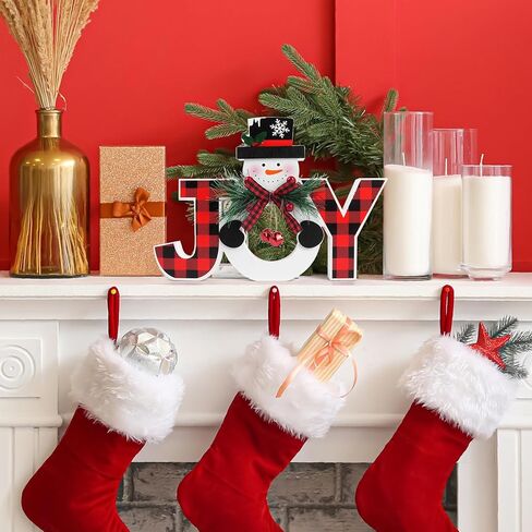 Christmas Table Decorations Wooden Joy Table Centerpieces Snowman Table Sign Standing Tabletop Merry Christmas Decoration for Holiday Office Desk Tiered Tray Party Shelf Decorations Farmhouse Winter in Saudi Arabia