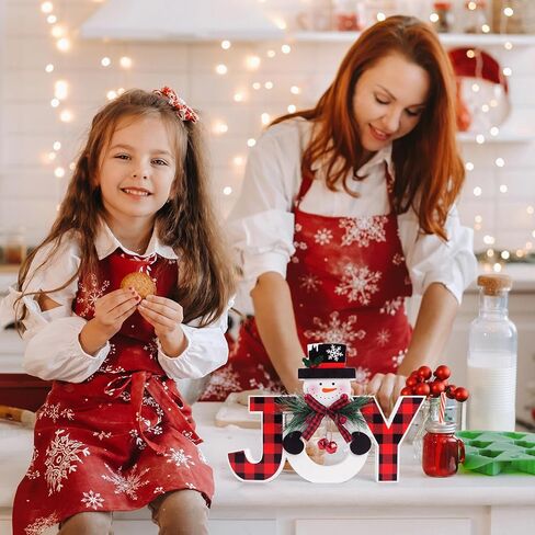 Christmas Table Decorations Wooden Joy Table Centerpieces Snowman Table Sign Standing Tabletop Merry Christmas Decoration for Holiday Office Desk Tiered Tray Party Shelf Decorations Farmhouse Winter in Saudi Arabia