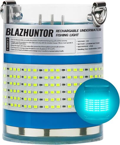 Rechargeable Underwater Fishing Light,Auto On in Water,Multi-Color Options, Up to 16000lm, IP68 Waterproof,No External Power,Cordless,Night Boat Dock Ice Fishing in Saudi Arabia