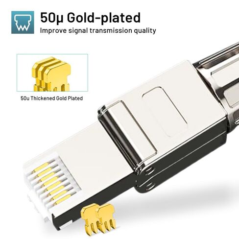 6 pack RJ45 Tool Free Cat 8 ، CAT8 Field Field Clop محمية RJ45 مقابس معيارية لعام 2000 ميجا هرتز in Kuwait