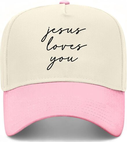 Jesus Loves You Cursive Vintage Trucker Hat | Premium Adjustable Christian Snapback Baseball Hat for Men & Women in Saudi Arabia